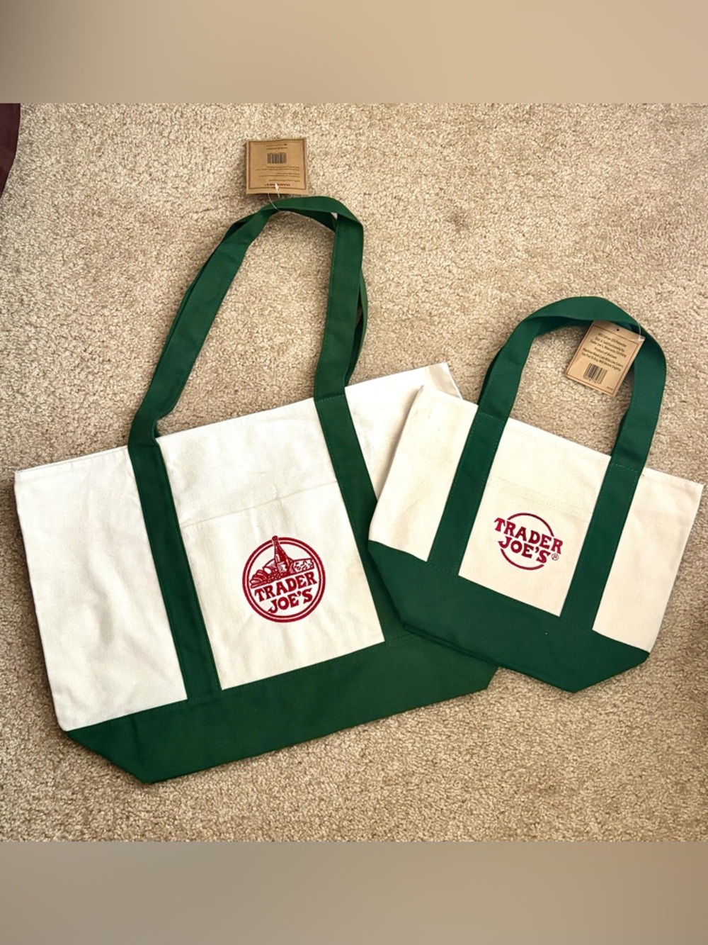 Trader Joe's Large & Mini Canvas Tote Bags (2)